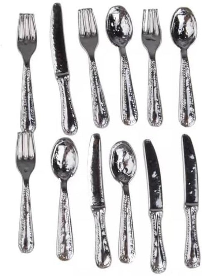 Zenarao 12-Piece 1/12 Scale Silver Miniature Cutlery Set - Stainless Steel Dollhouse Accessories for Cupcake Decorations and Model Displays (0.8" Tiny Forks/Spoons) - Image 4